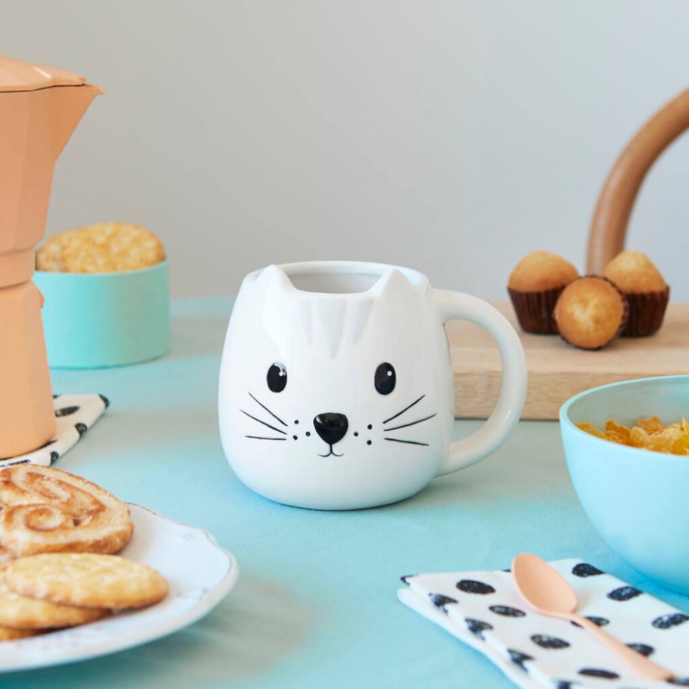 Mug Gato blanco 400ml | Happyideas