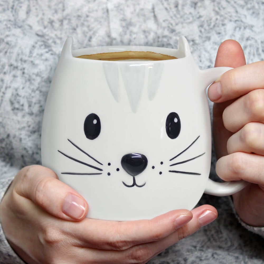 Mug Gato blanco 400ml | Happyideas