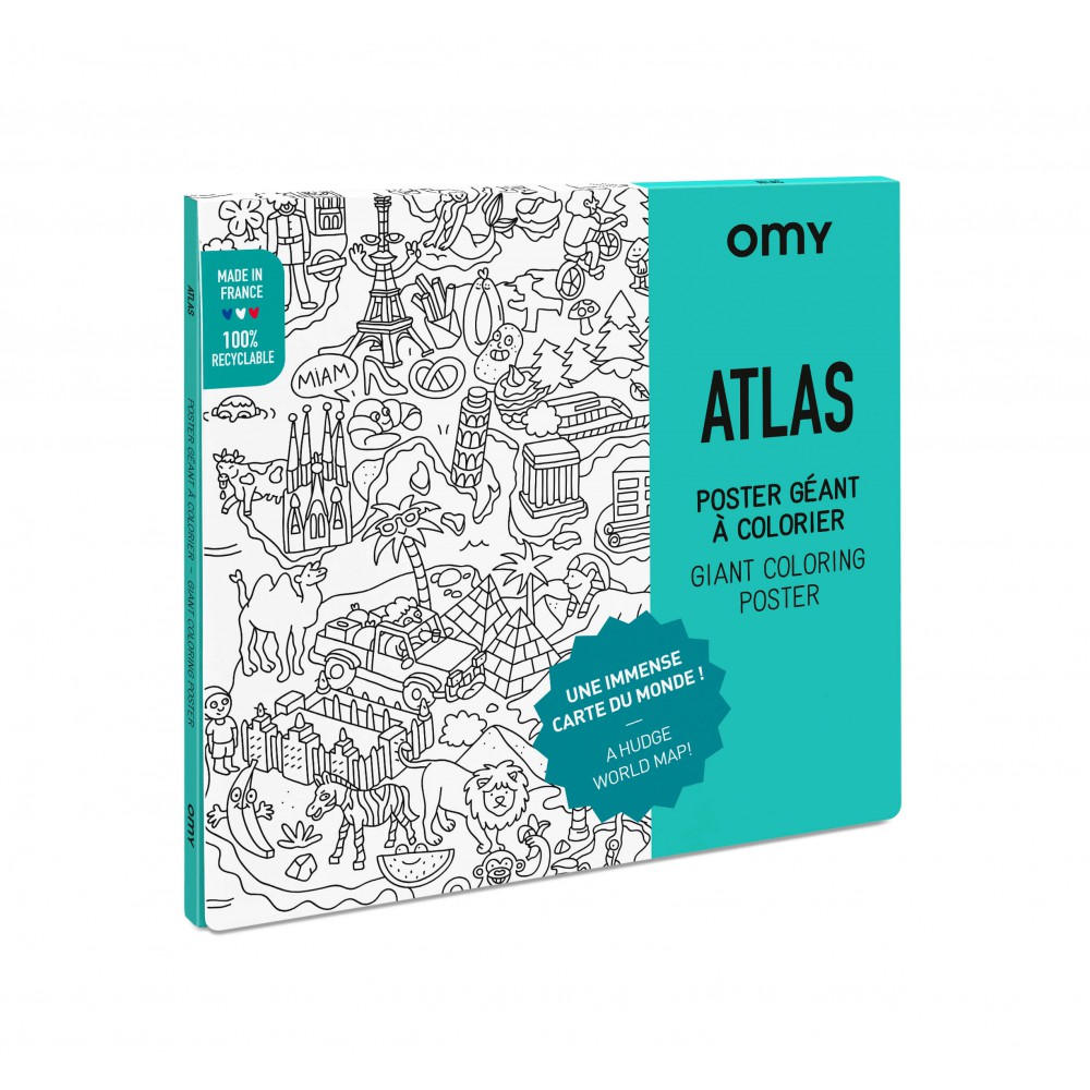 PÓSTER ATLAS PARA COLOREAR Y DIVERTIRSE | HAPPYIDEAS