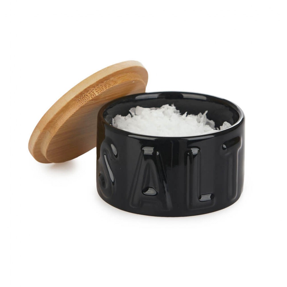 Bote para sal en escamas salt negro | HAPPYIDEAS